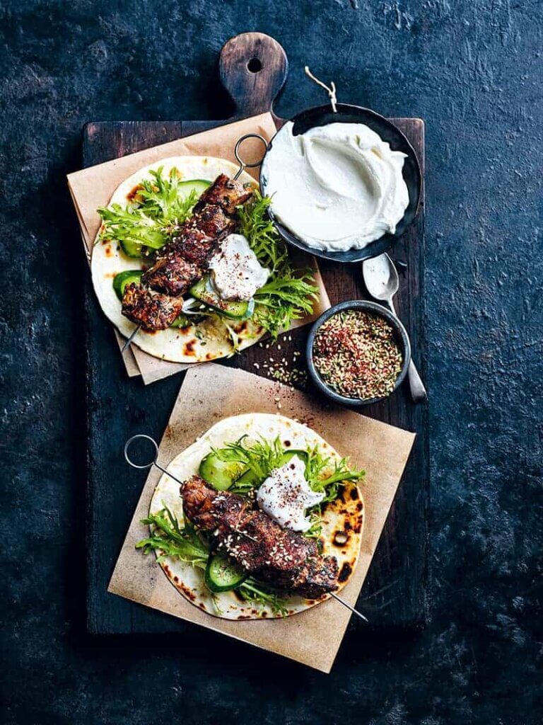 Lamb Kebab with Za’atar, Labne & Herb Sauce