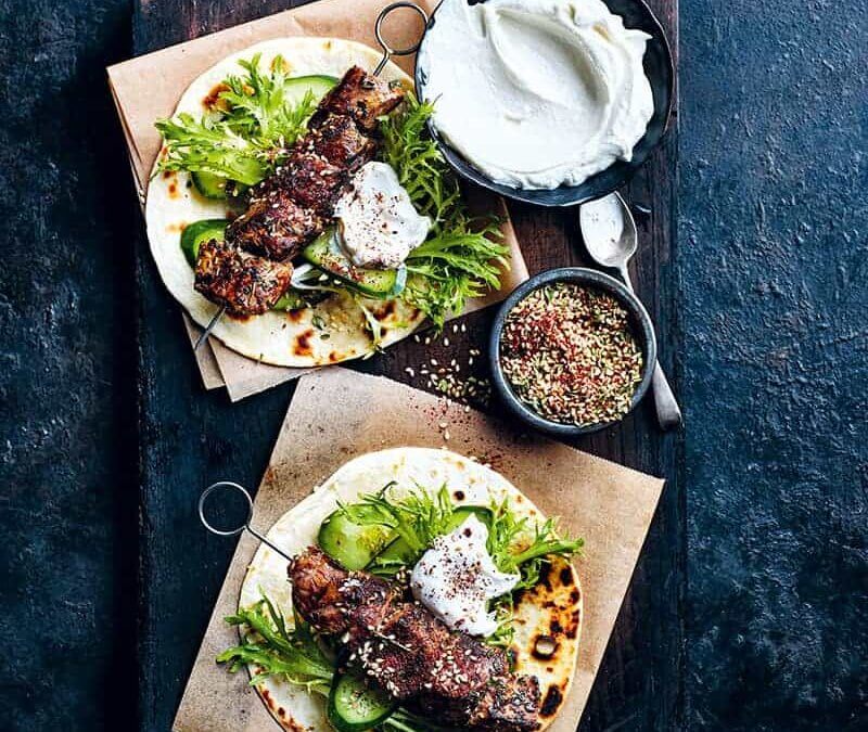 Lamb Kebab with Za’atar, Labne & Herb Sauce